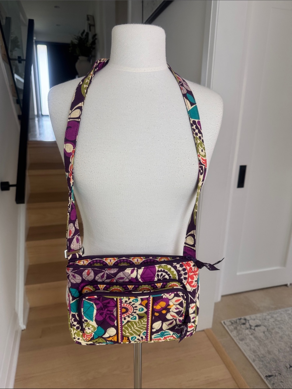 Vintage Vera Bradley Plum Crazy Cross Body Floral Purse